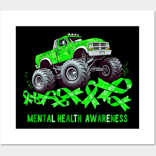 Monster Truck Ribbon Mental Health Awareness Posters and Art